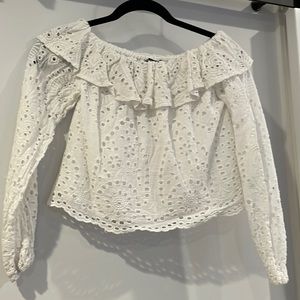 Nastygal white eyelet off shoulder top